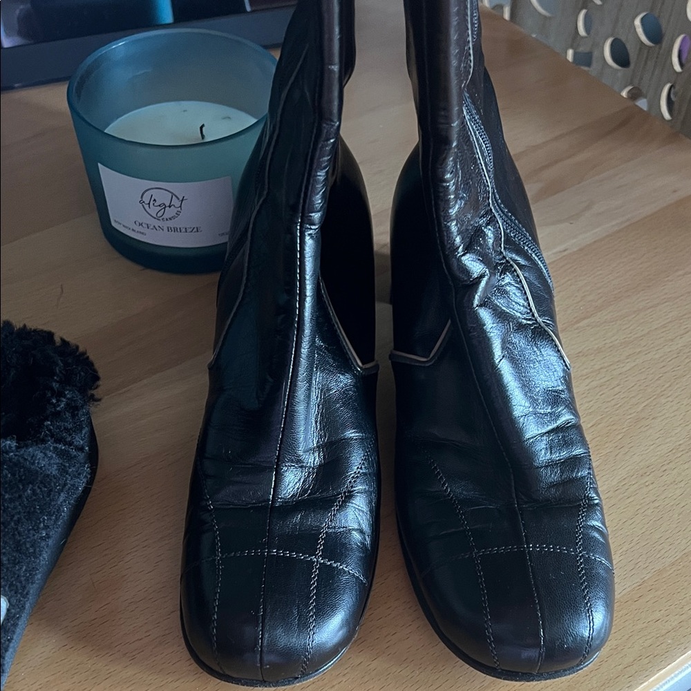 Miu Miu Black Leather Heeled Boots
